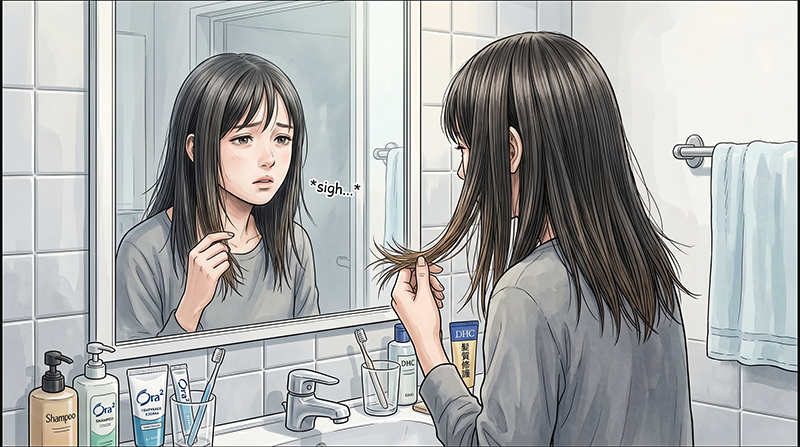 不自然なストレートに悩む女性