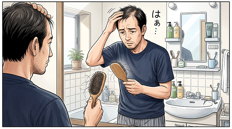 抜け毛に悩む男性