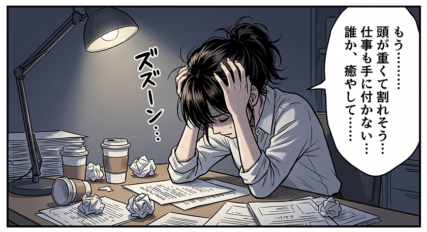 限界の脳疲労で悩む女性